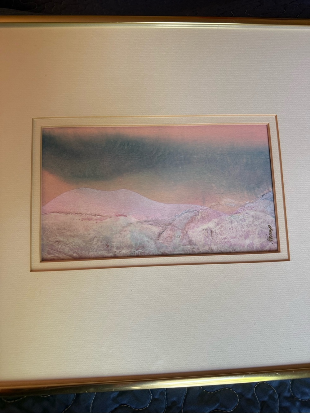 Framed Pastel Watercolor Landscape Wall Art Pink/Blue Sherry Kemp Atlanta - Picture 4 of 12